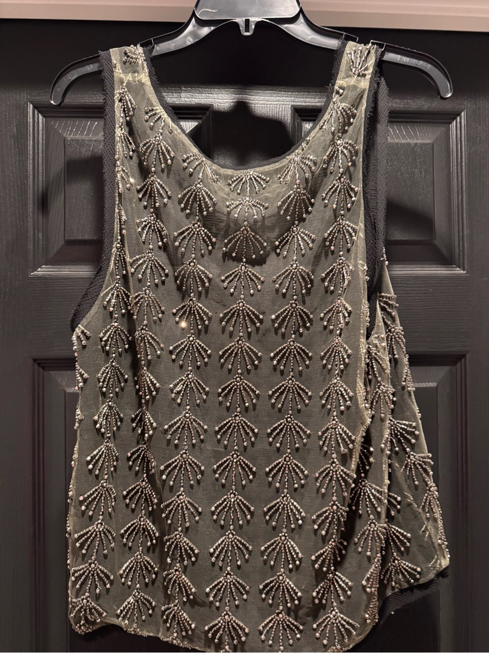 Free People Black Beaded Mesh Tank Top
